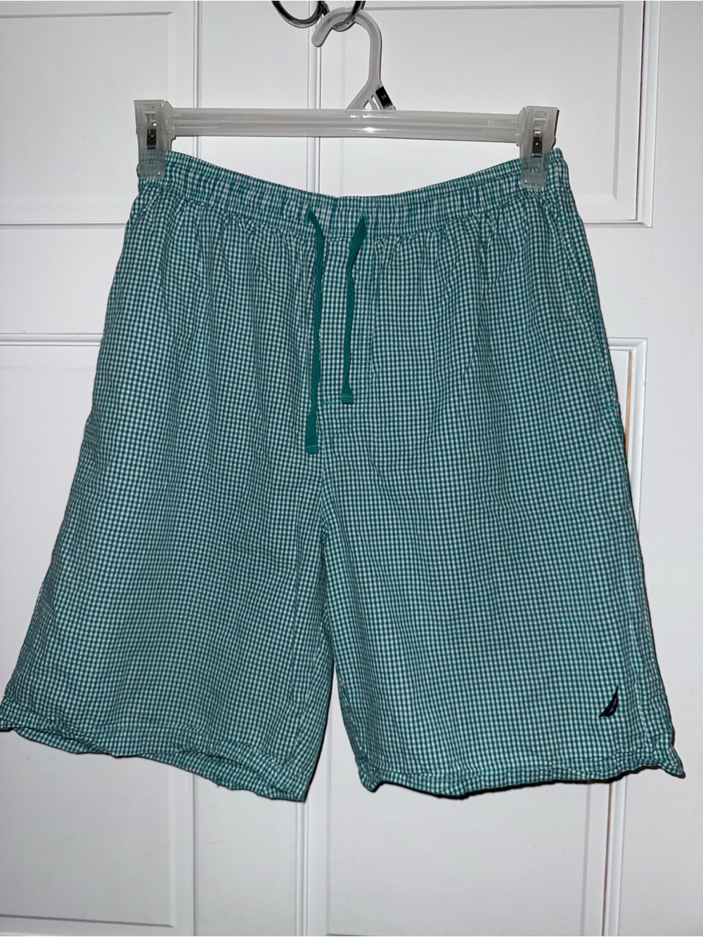 Nautica Teal Gingham Sleep Shorts